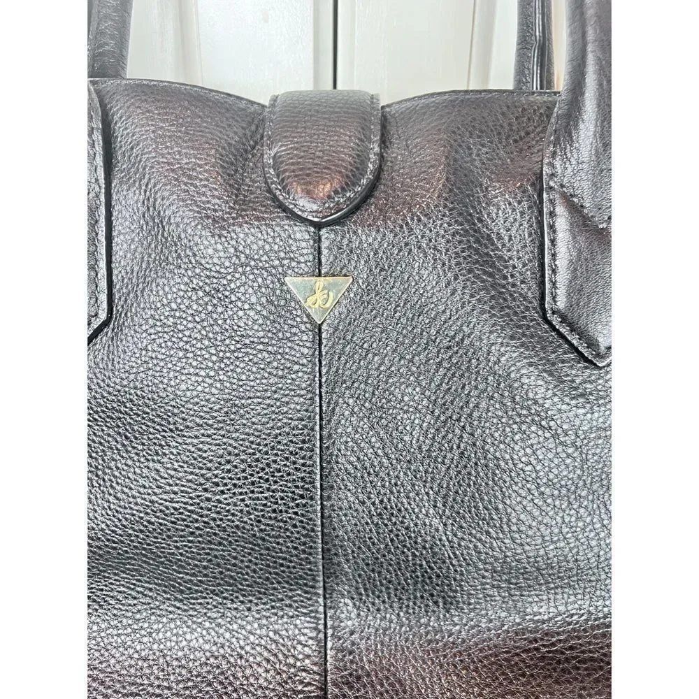 Sam Edelman Top Handle Black Leather Satchel Tote Purse with Detachable Strap